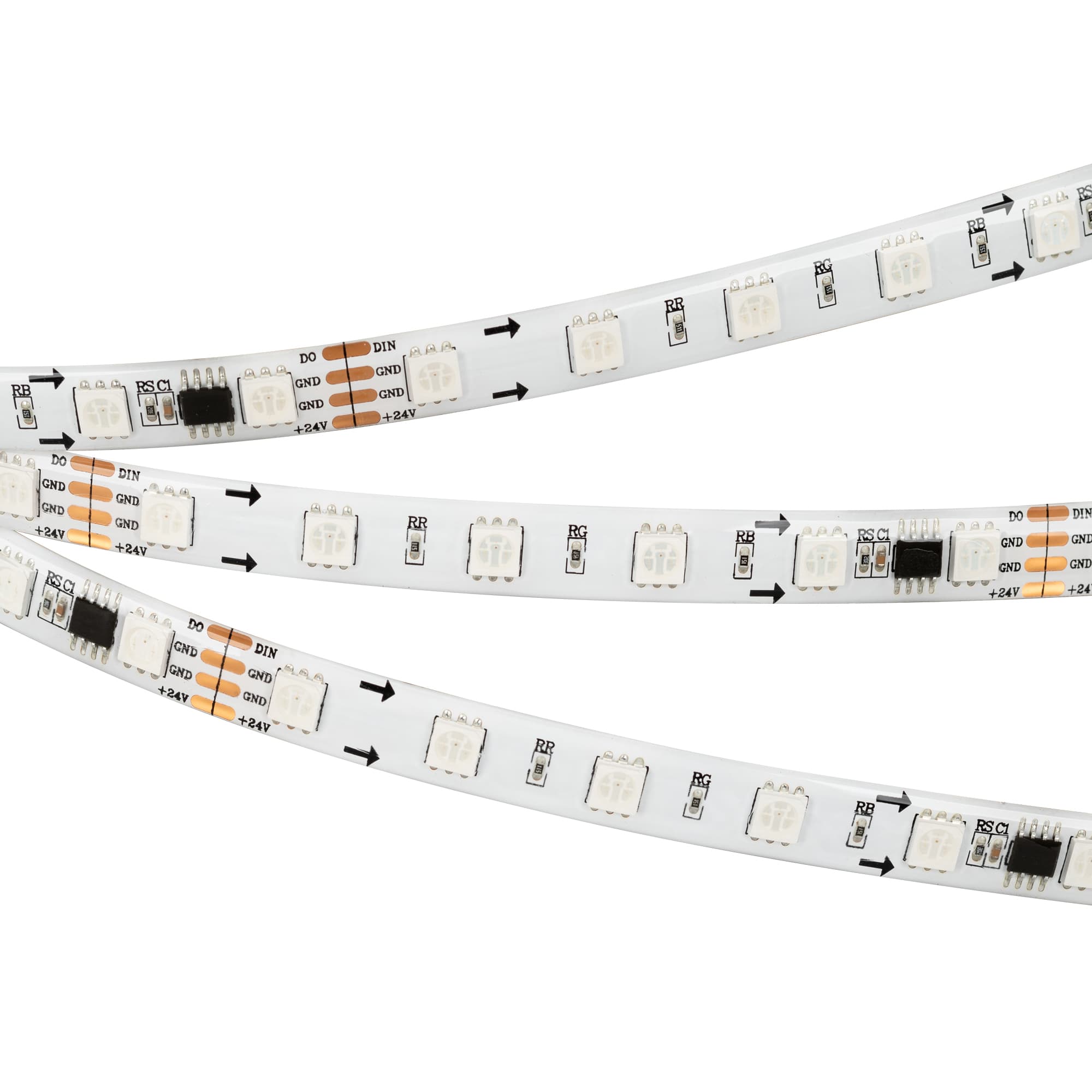 Светодиодная лента SPI-5000SE-AM 24V RGB (5060, 60 LED/m, x6) (Arlight, Закрытый, IP65) 027613