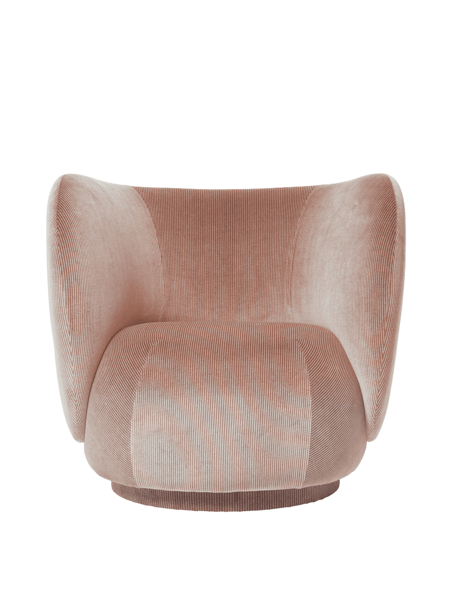 Ferm Living Rico Lounge Chair - Devoré Velvet - Blush