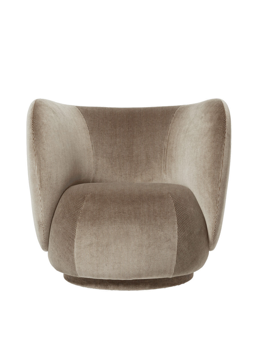Ferm Living Rico Lounge Chair - Swivel - Devoré Velvet - Flint Grey