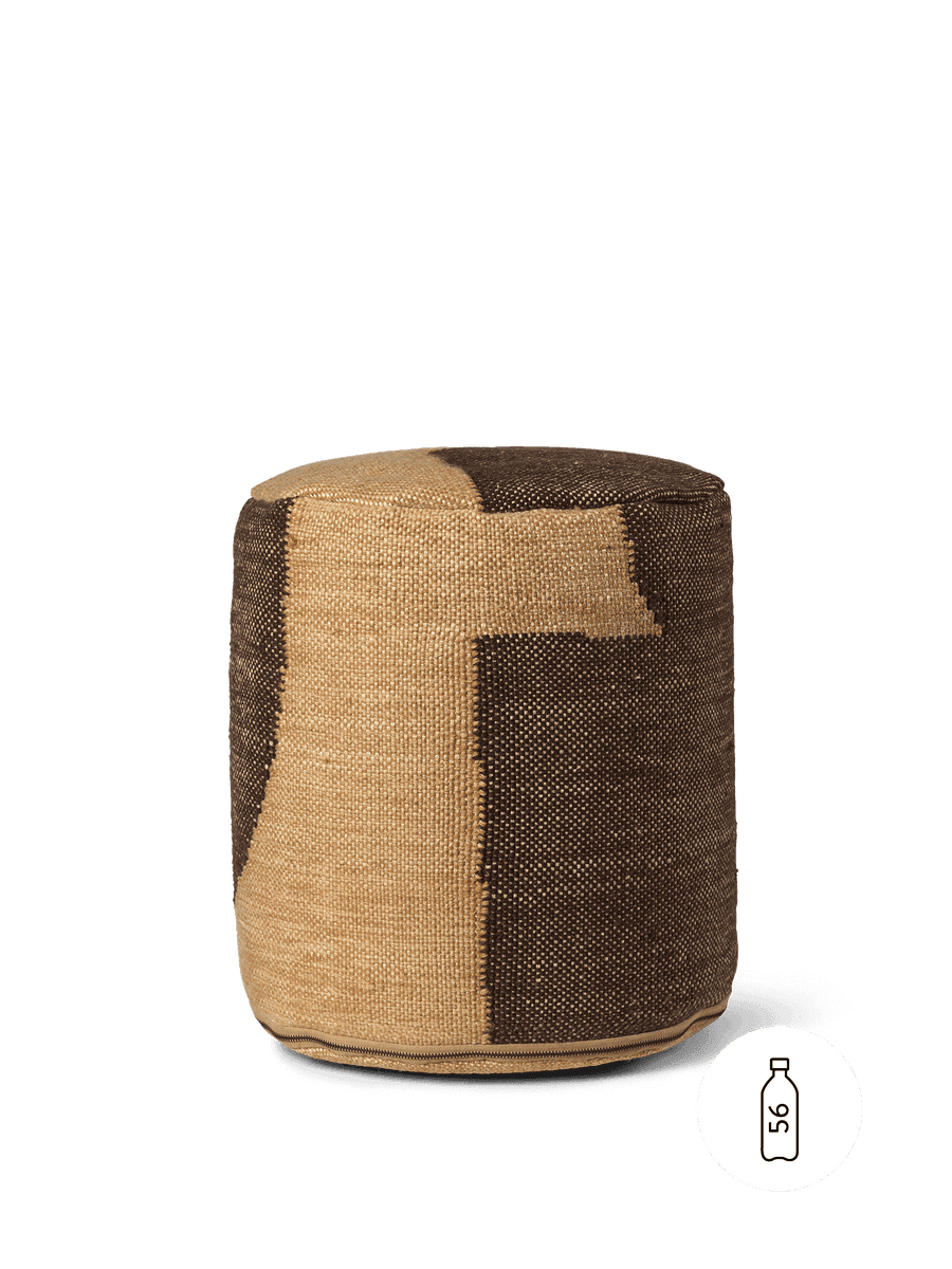 Ferm Living Forene Cylinder Pouf - Tan/Chocolate