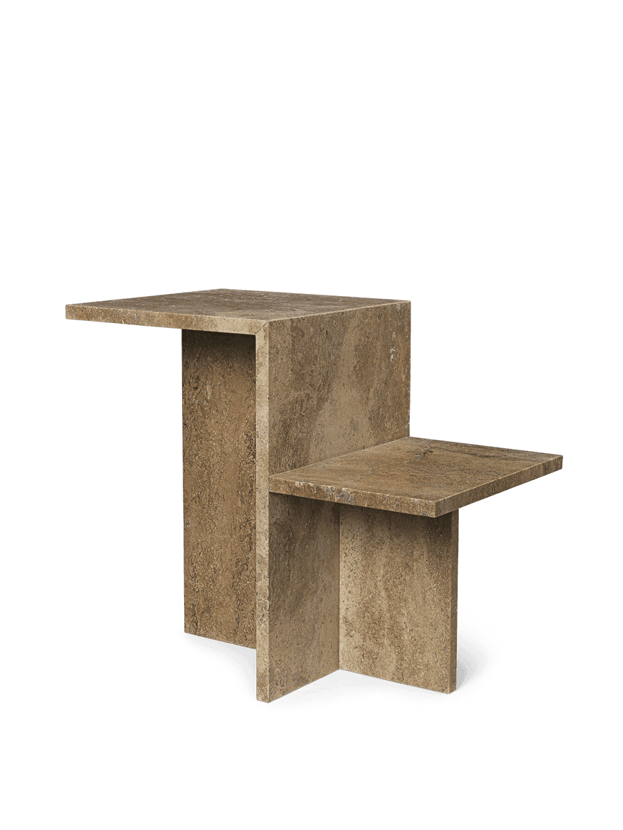 Ferm Living Distinct Side Table - Dark Brown Travertine