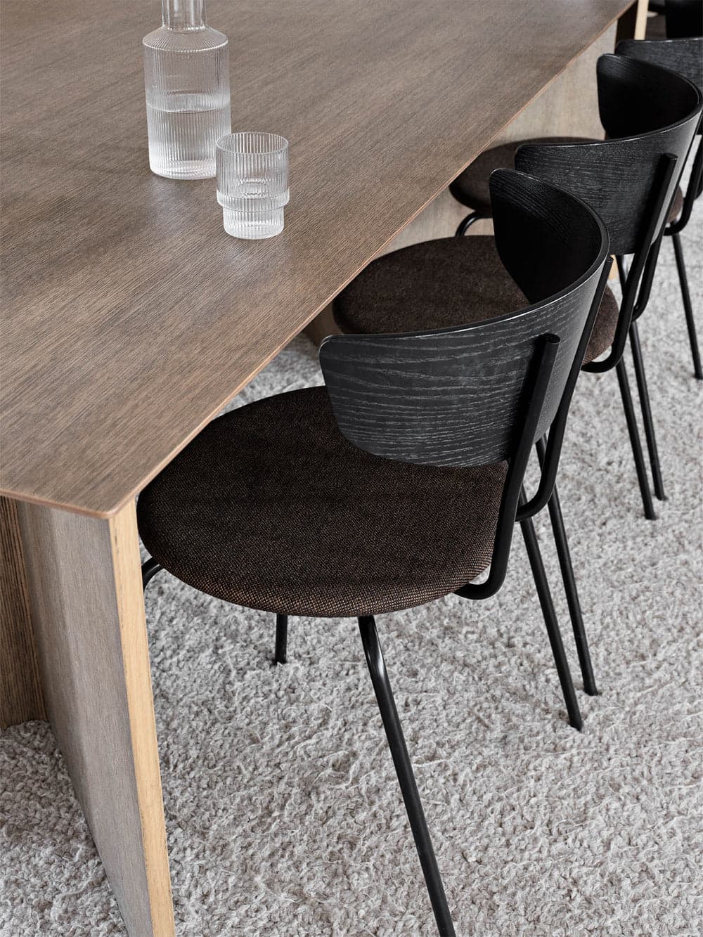 Ferm Living Herman Dining Chair - Hallingdal - Black/Dark Brown — фото 4