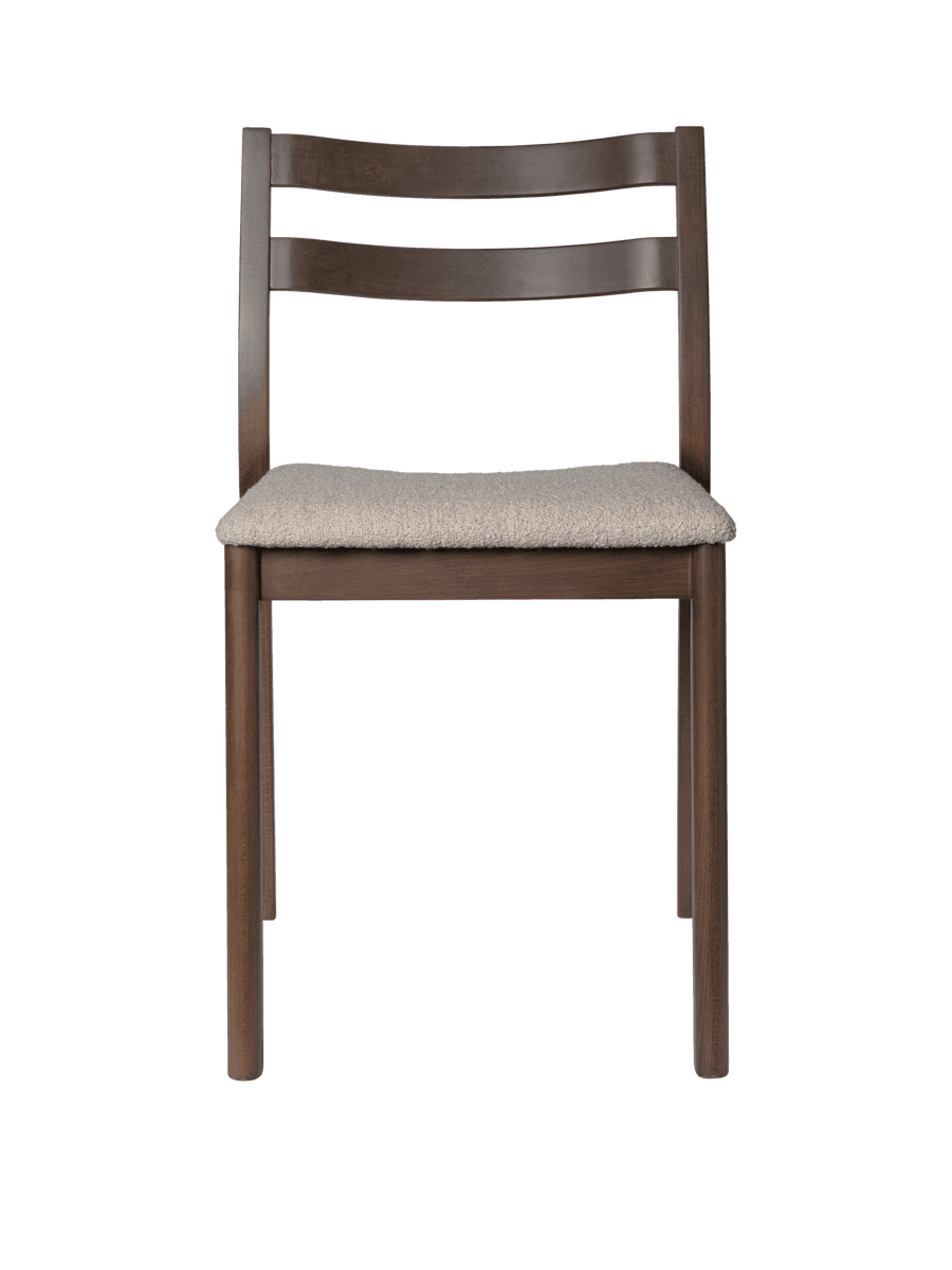 Ferm Living Boda Dining Chair - Upholstered Seat - Soft Bouclé - Dark Stained Beech/Natural