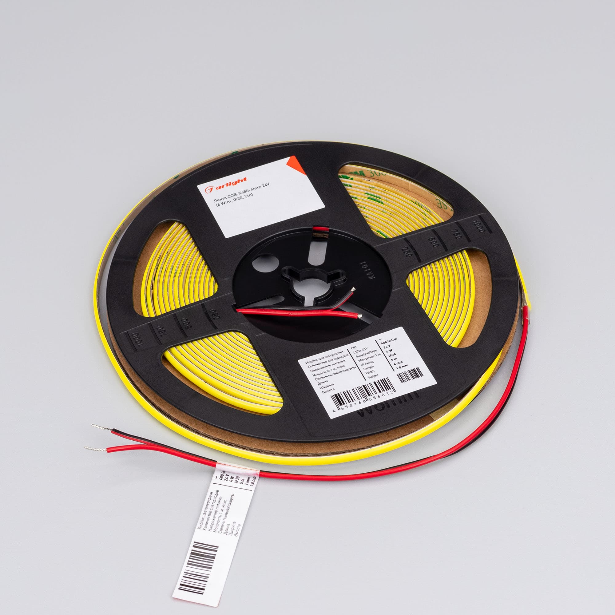 Светодиодная лента COB-X480-4mm 24V Yellow Volt (4 W/m, IP20, 5m) (Arlight, -) 046916 — фото 2