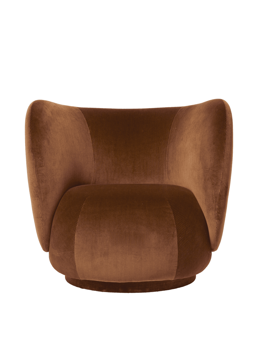 Ferm Living Rico Lounge Chair - Devoré Velvet - Rust