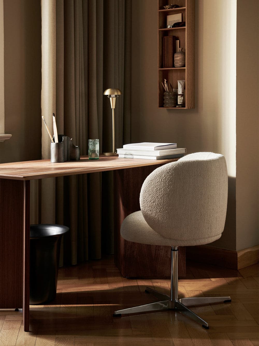 Ferm Living Rico Dining Chair - Swivel - Bouclé - Off-White — фото 4