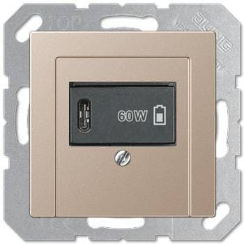 USB розетка для зарядки мобильных устройств тип C, 5-60W, шампань, Jung