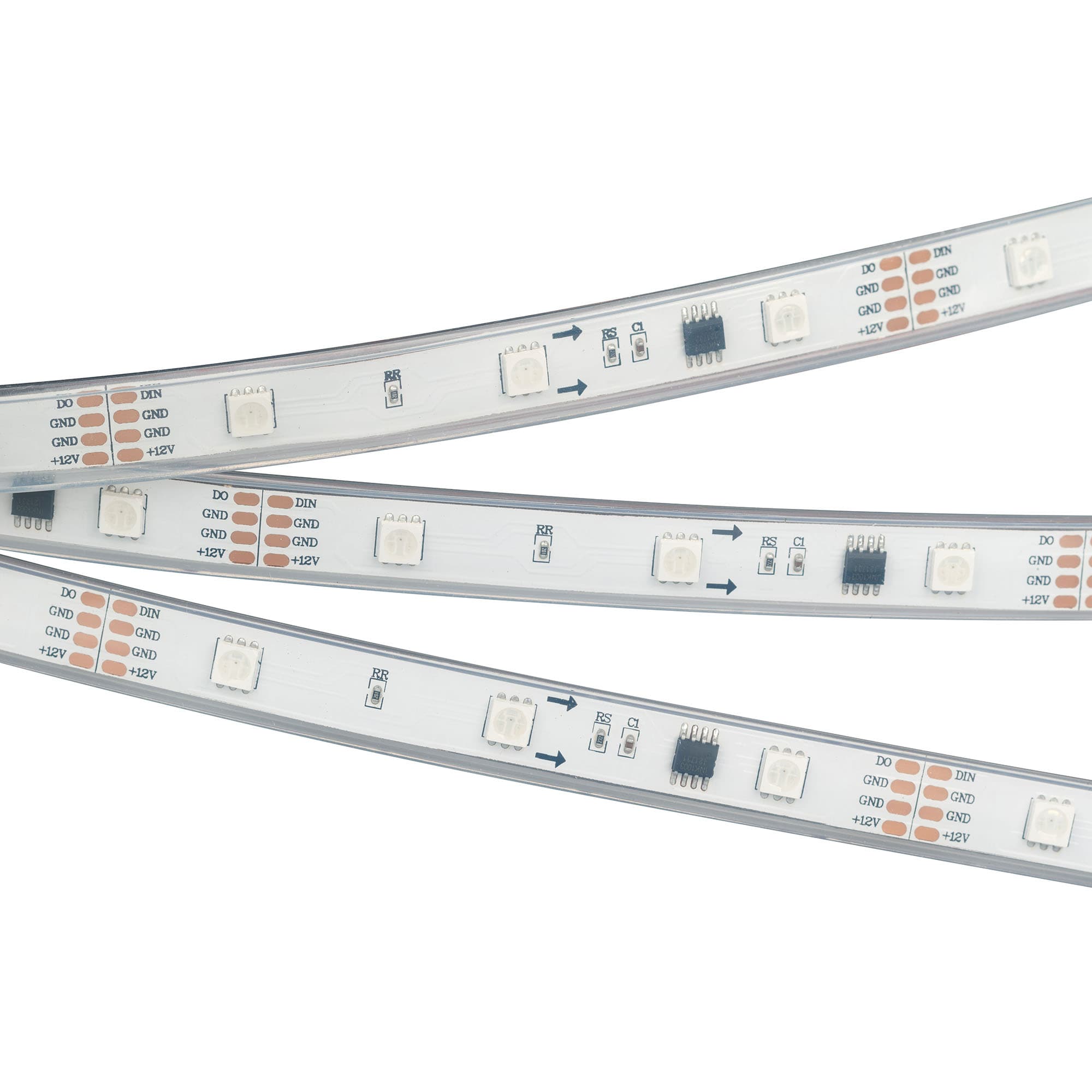 Светодиодная лента SPI-5000PGS-5060-30 12V Cx3 RGB-Auto (12mm, 6.5W/m, IP67) (Arlight, Закрытый, IP67) 029443