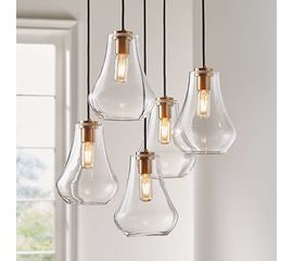 Подвесной светильник Crate and Barrel Arren Round 5-Light Pendant with Teardrop Shades, фото 1