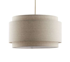 Подвесной светильник Crate and Barrel Avery Linen Double Drum Pendant Light, фото 1