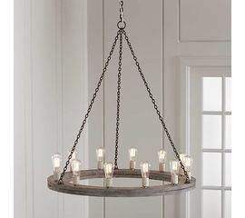 Люстра Crate and Barrel Geoffrey 36" Round Wood Chandelier, фото 1