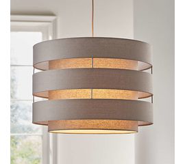 Подвесной светильник Crate and Barrel Harlow Grey Drum Pendant Light, фото 1