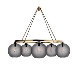 Люстра Crate and Barrel Solitaire Gray Glass and Brass Chandelier, фото 1