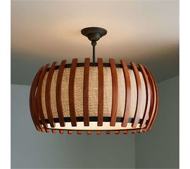 Подвесной светильник Crate and Barrel Kennedy Wood Drum Pendant Light, фото 1