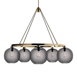 Люстра Crate and Barrel Solitaire Gray Glass and Brass Chandelier, фото 1
