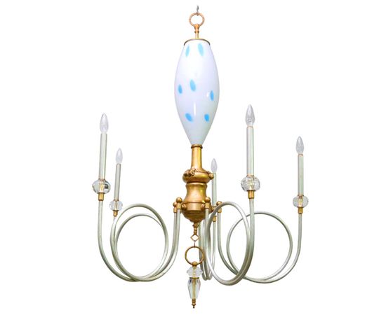 Люстра Louise Gaskill Lily with White and Blue Dot Glass, фото 1