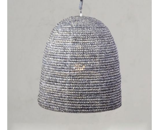 Подвесной светильник Pottery Barn Gray Raffia Dome Pendant, фото 5