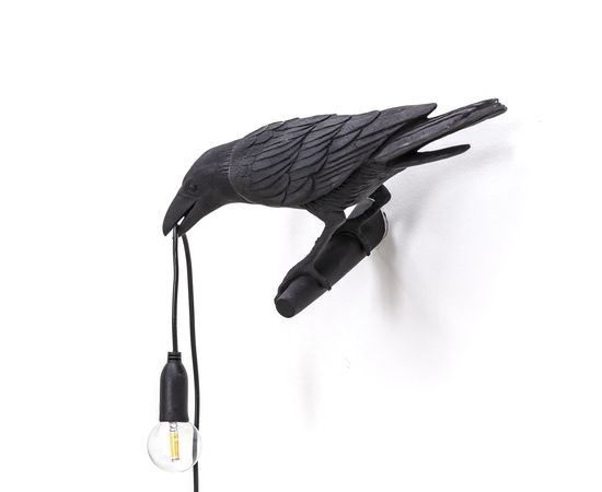 Настенный светильник Seletti Bird Lamp Black Looking Left, фото 1