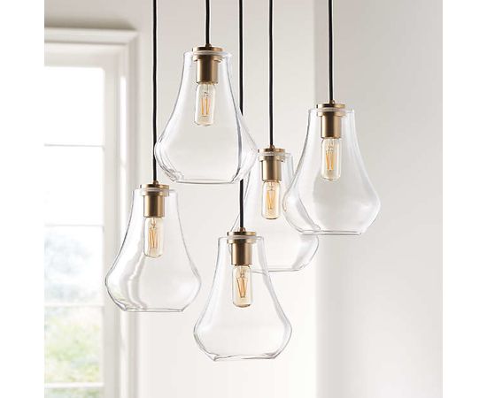 Подвесной светильник Crate and Barrel Arren Round 5-Light Pendant with Teardrop Shades, фото 2