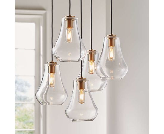 Подвесной светильник Crate and Barrel Arren Round 5-Light Pendant with Teardrop Shades, фото 1