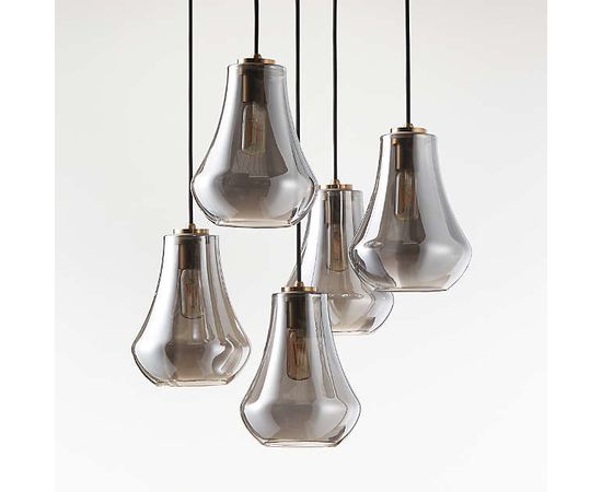 Подвесной светильник Crate and Barrel Arren Round 5-Light Pendant with Teardrop Shades, фото 4