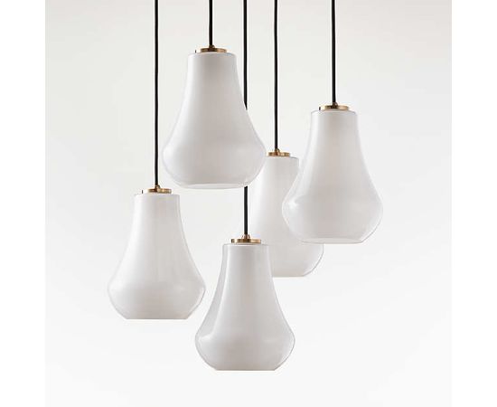 Подвесной светильник Crate and Barrel Arren Round 5-Light Pendant with Teardrop Shades, фото 3