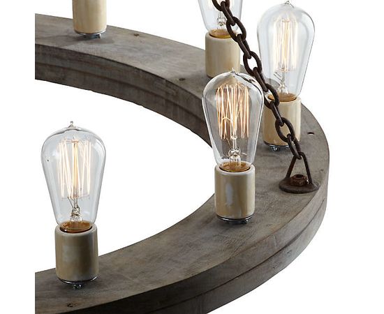 Люстра Crate and Barrel Geoffrey 36&quot; Round Wood Chandelier, фото 7