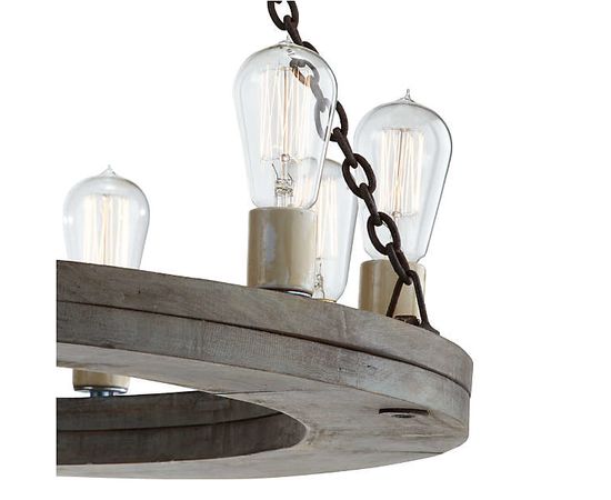 Люстра Crate and Barrel Geoffrey 36&quot; Round Wood Chandelier, фото 6