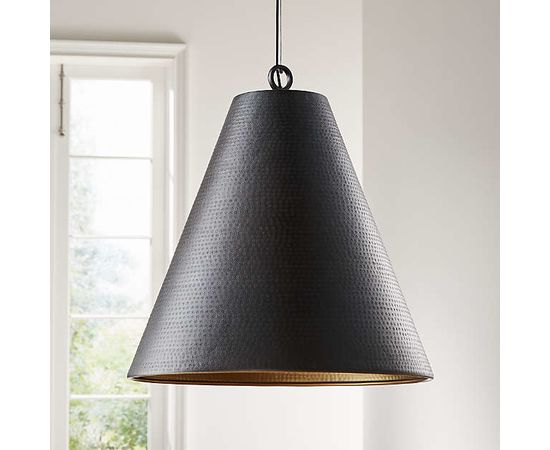 Подвесной светильник Crate and Barrel Rodan Hammered Metal Cone Pendant, фото 1