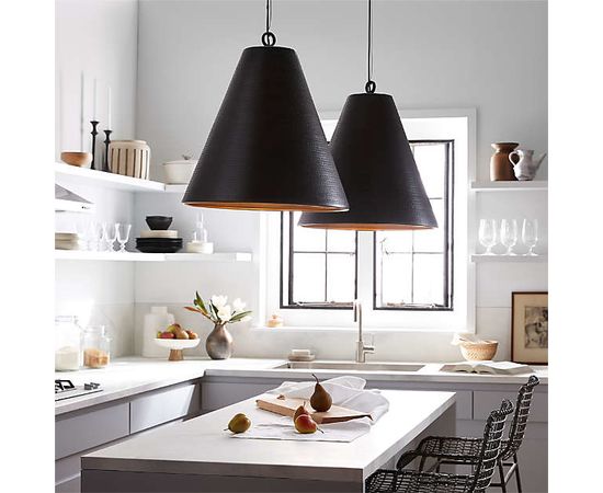Подвесной светильник Crate and Barrel Rodan Hammered Metal Cone Pendant, фото 9