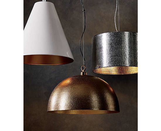 Подвесной светильник Crate and Barrel Rodan Hammered Metal Drum Pendant, фото 2