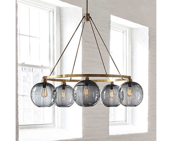 Люстра Crate and Barrel Solitaire Gray Glass and Brass Chandelier, фото 3