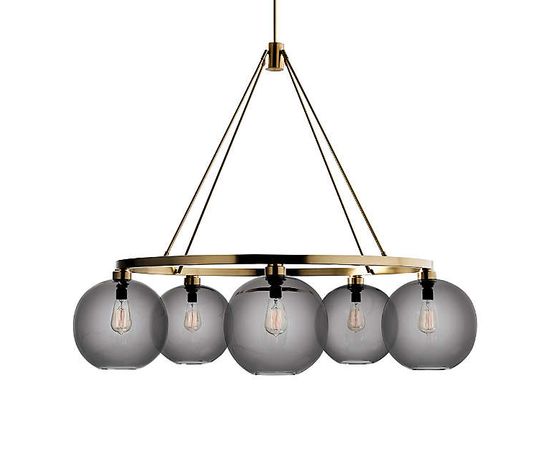 Люстра Crate and Barrel Solitaire Gray Glass and Brass Chandelier, фото 1