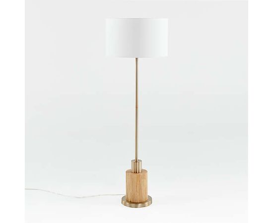 Торшер Crate and Barrel Bridaine Wood &amp; Brass Floor Lamp, фото 2