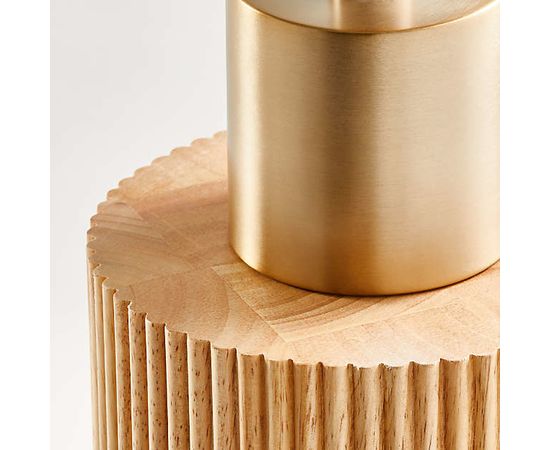 Торшер Crate and Barrel Bridaine Wood &amp; Brass Floor Lamp, фото 3