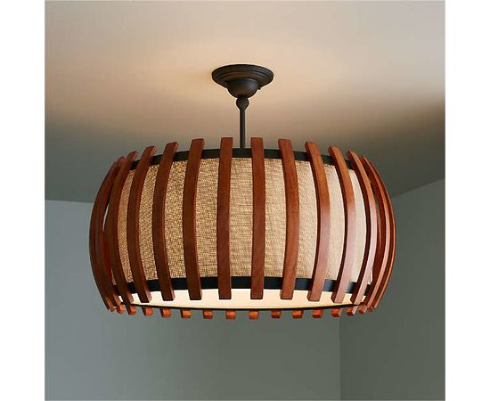 Подвесной светильник Crate and Barrel Kennedy Wood Drum Pendant Light, фото 1