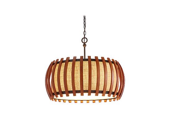 Подвесной светильник Crate and Barrel Kennedy Wood Drum Pendant Light, фото 4