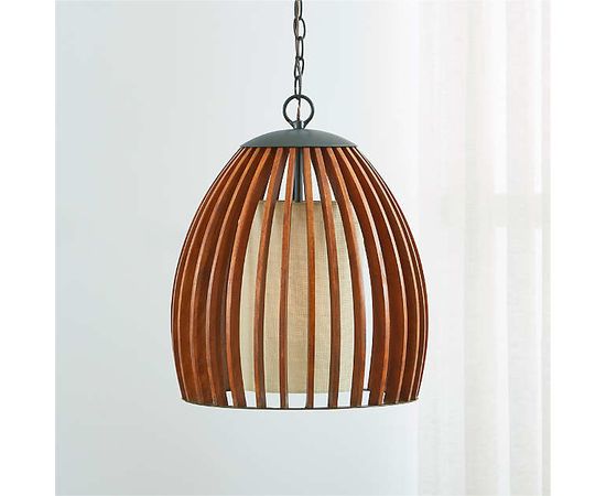 Подвесной светильник Crate and Barrel Kennedy Wood Pendant Light, фото 6