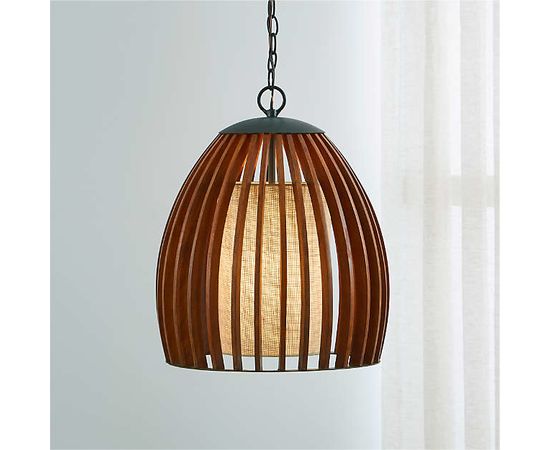 Подвесной светильник Crate and Barrel Kennedy Wood Pendant Light, фото 5