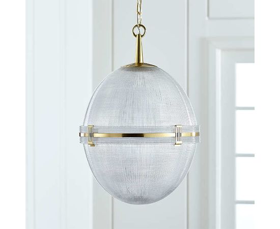 Подвесной светильник Crate and Barrel Windsor Glass Globe Brass Pendant, фото 5