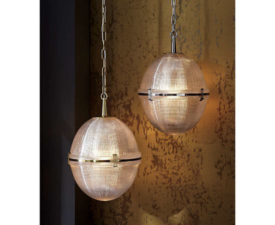 Подвесной светильник Crate and Barrel Windsor Glass Globe Brass Pendant, фото 2