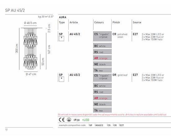 Подвесной светильник Axo Light Aura SP AU 45/2, фото 2