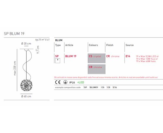 Подвесной светильник Axo Light Blum SP BLUM 19, фото 2