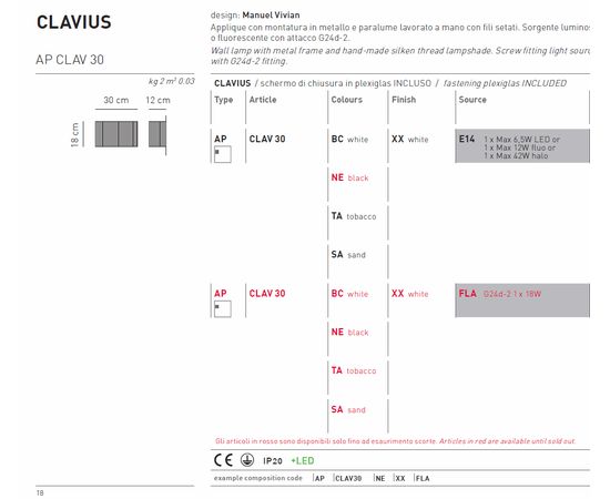 Настенный светильник Axo Light Clavius APCLAV30, фото 2