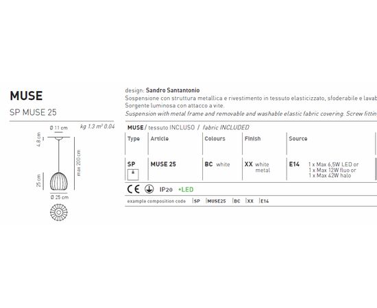 Подвесной светильник Axo Light MUSE SP MUSE 25, фото 2