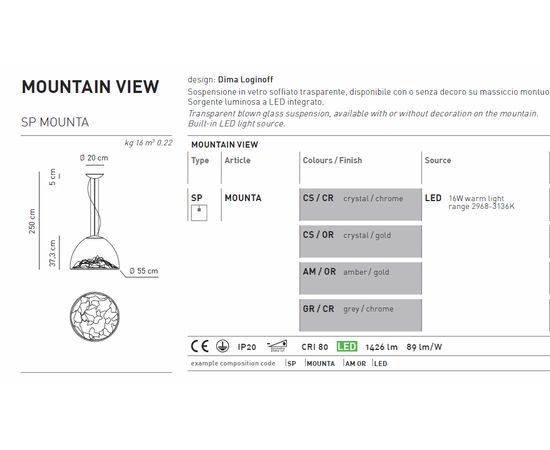 Подвесной светильник Axo Light Mountain View SPMOUNTA, фото 2