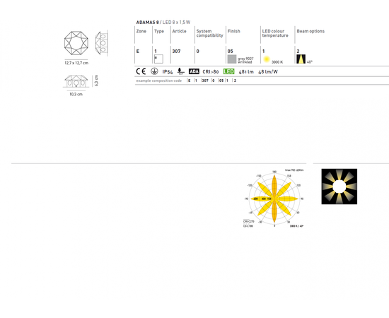Настенный светильник Axo Light (Mind-Led) Adamas 8, фото 2