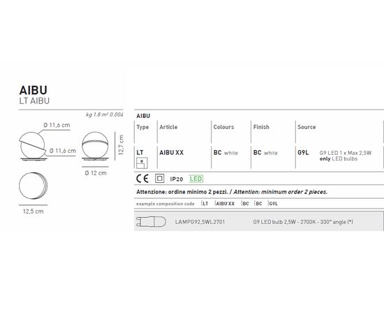 Настольная лампа Axo Light Aibu LT, фото 3