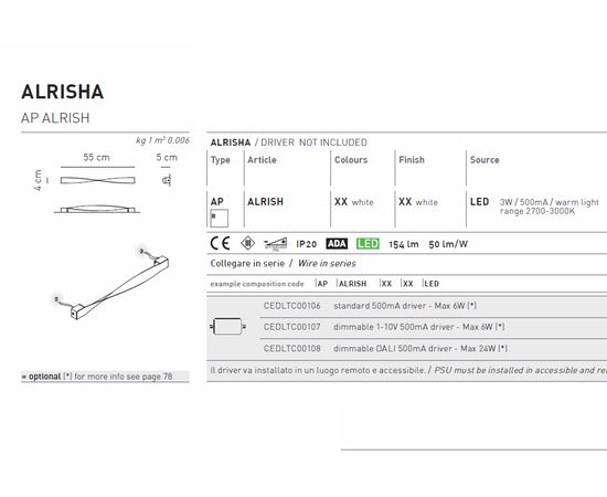 Настенный светильник Axo Light Alrisha AP ALRISH, фото 2