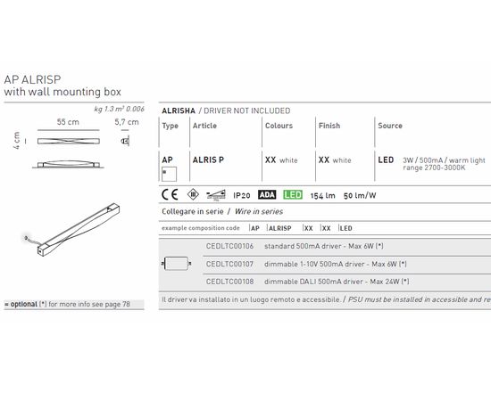 Настенный светильник Axo Light Alrisha AP ALRISP, фото 2